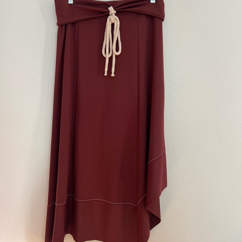 Elegant Burgundy Skirt with Rope Detail